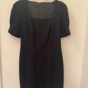 Elie Tahari  Black Squareneck Puff Short Sleeve Dress